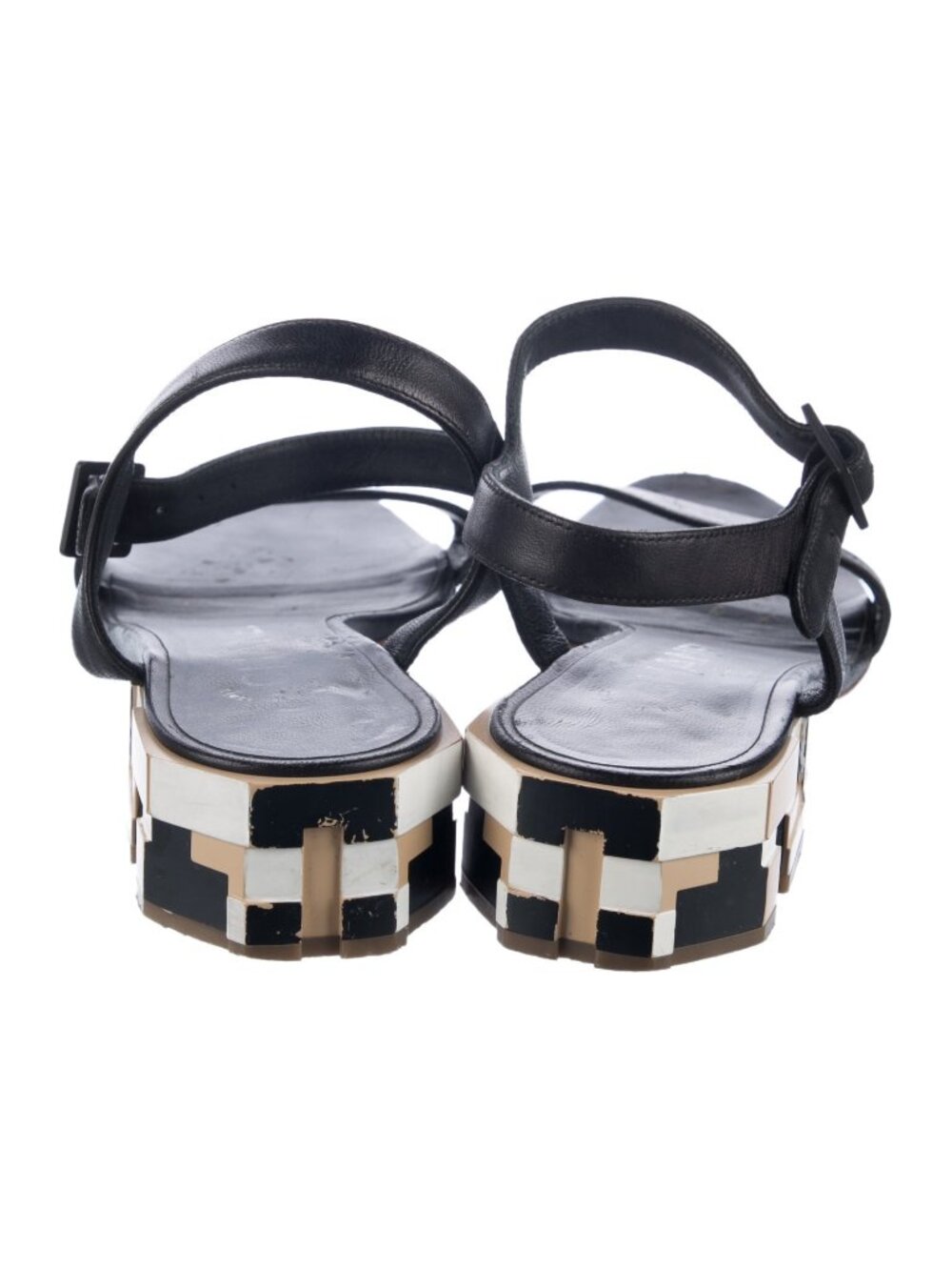 Chanel CC Logo Black Leather Slingback Sandals - Picture 4 of 5